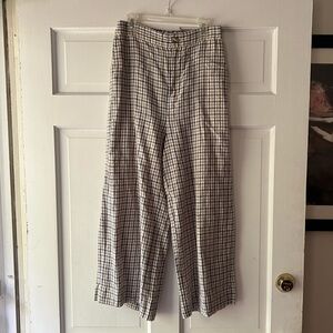 Madewell plaid linen cropped pants
